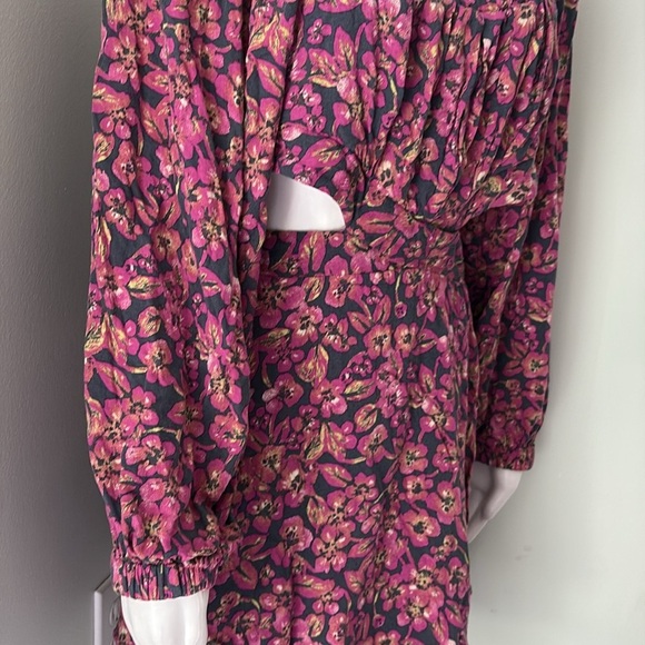 Free People Jeal Bohemian Floral Cutout Dress Pink Long Sleeve Dress Medium - Picture 6 of 12